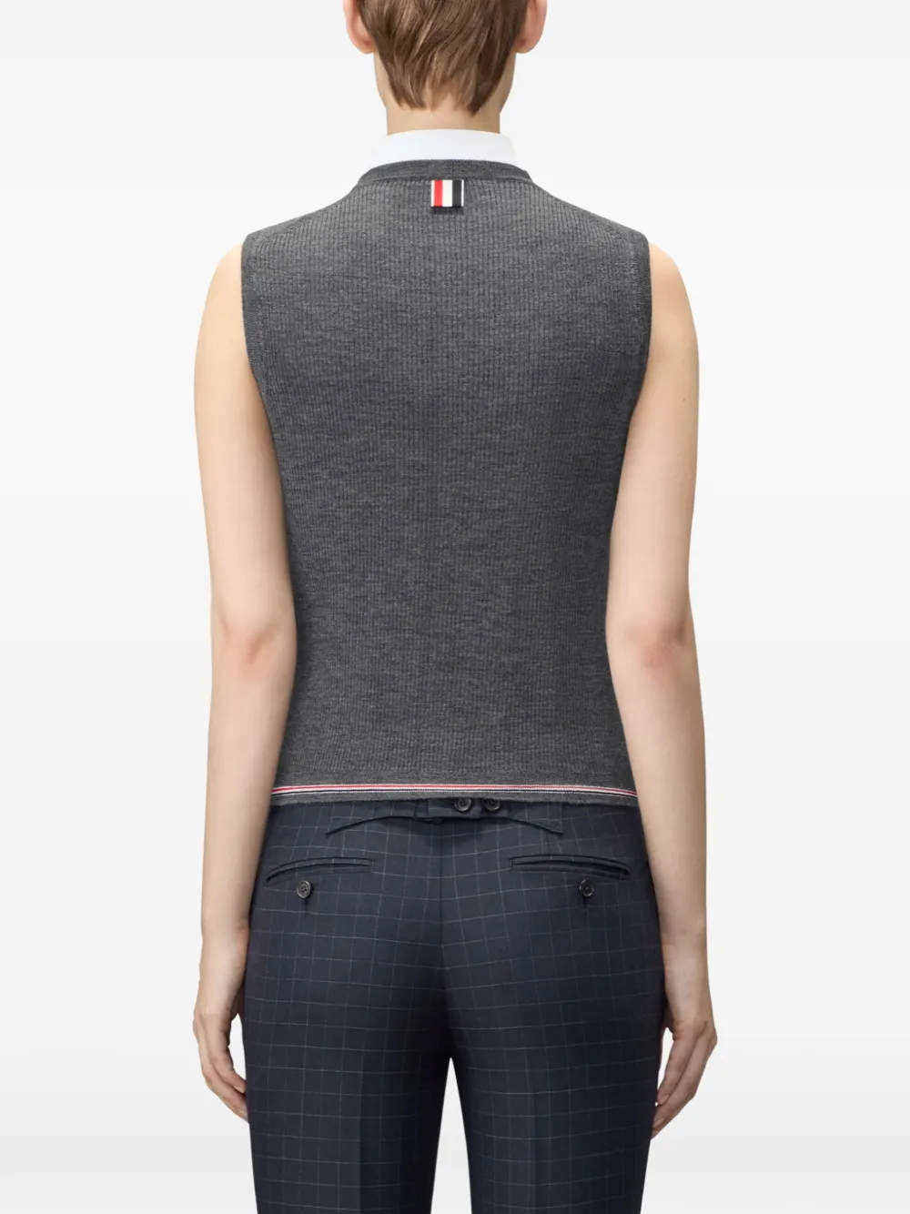 Thom Browne Top van merinowol met RWB-streep Grijs