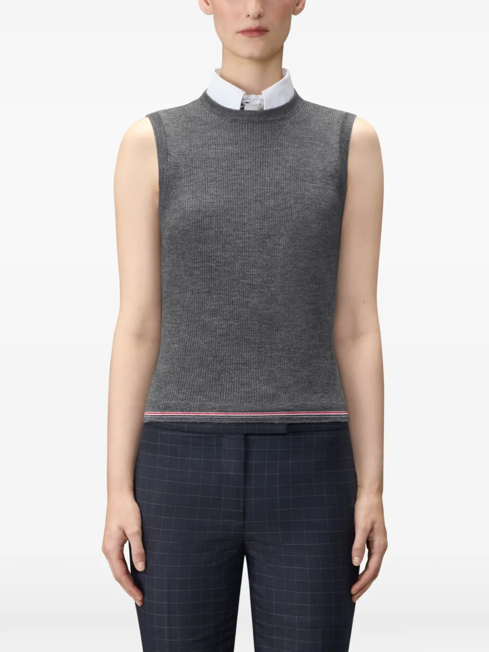 Thom Browne Top van merinowol met RWB-streep Grijs
