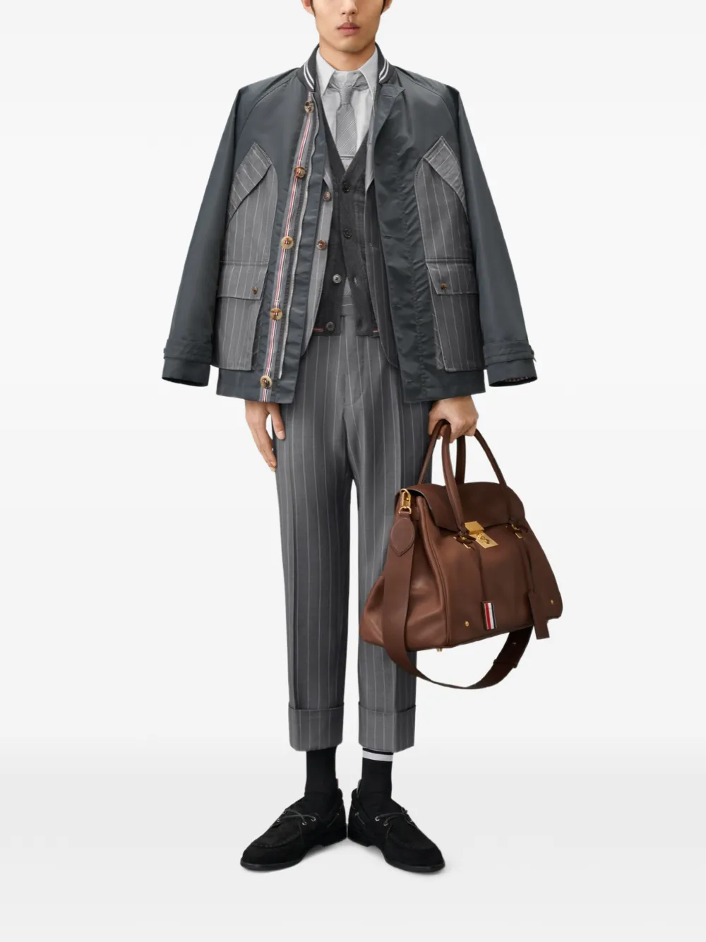 Thom Browne Veldjack met krijtstreep Grijs