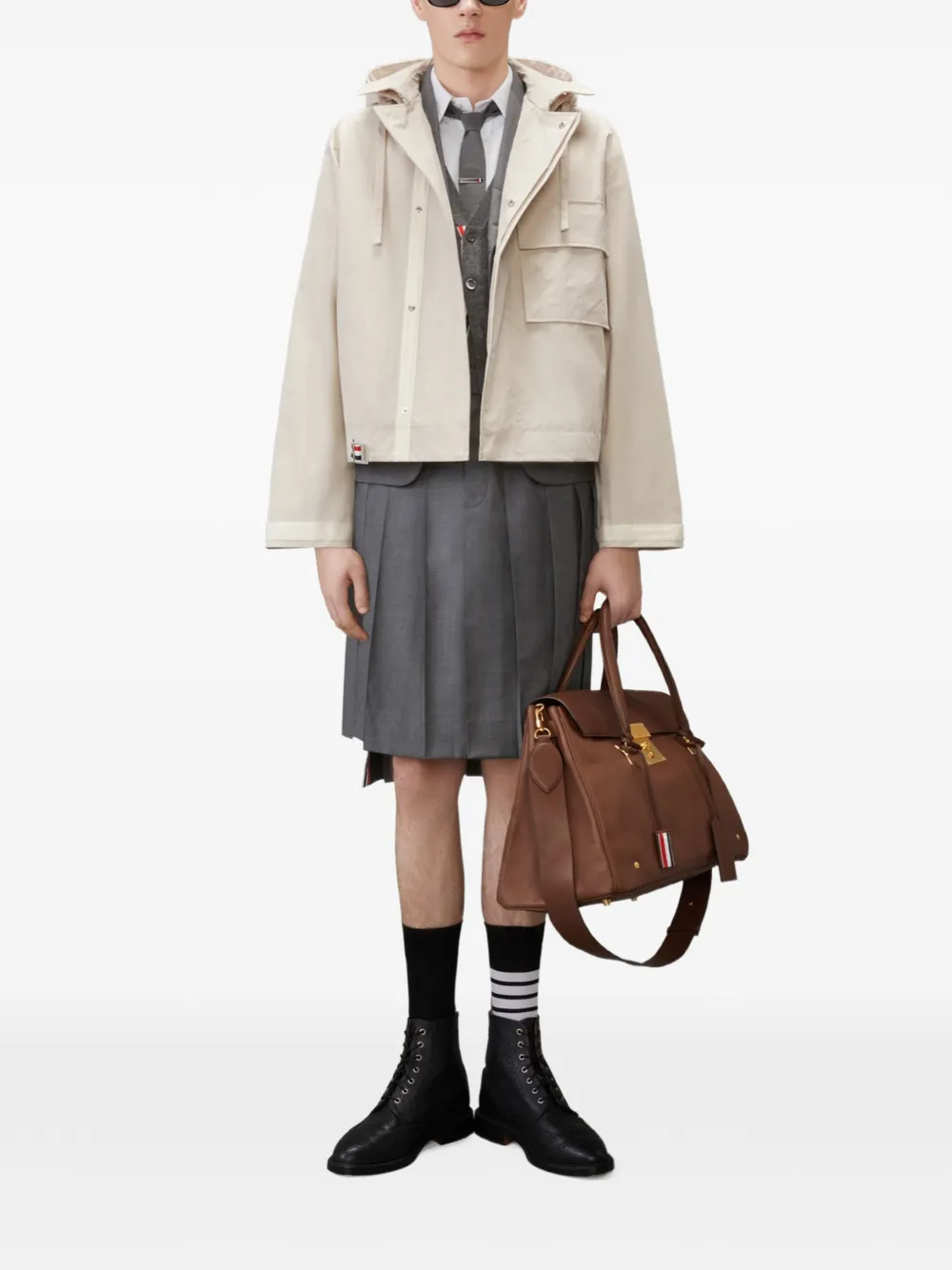 Thom Browne Marine jack met capuchon Beige