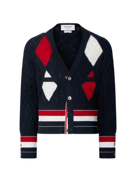 Thom Browne argyle intarsia cashmere cardigan