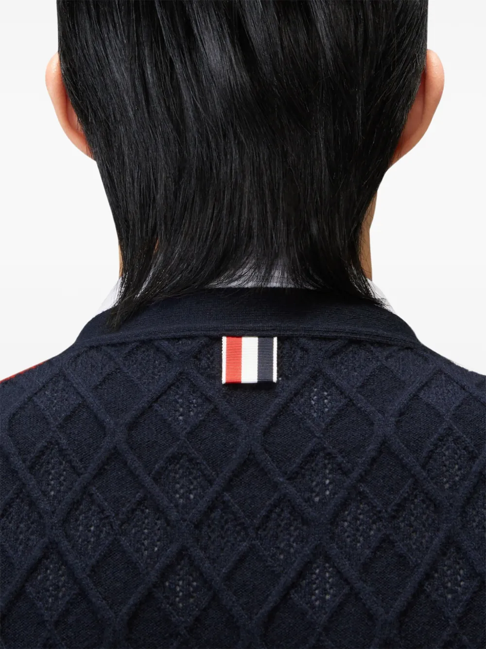 Thom Browne Kasjmier vest met argyle intarsia Blauw