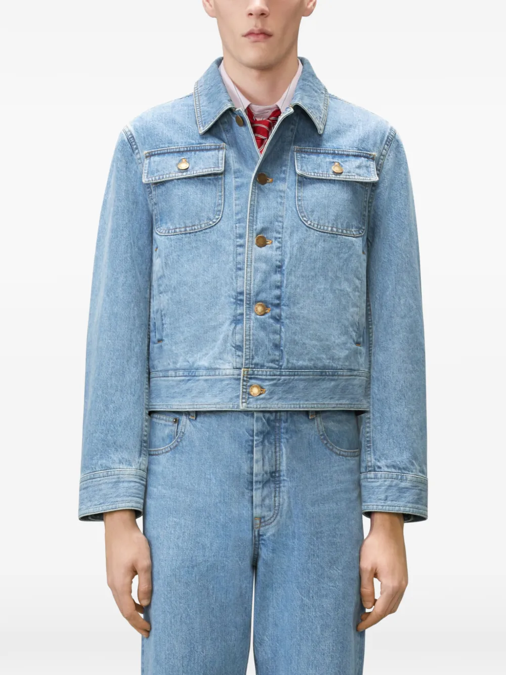 Thom Browne Selvedge denim cargo jack Blauw
