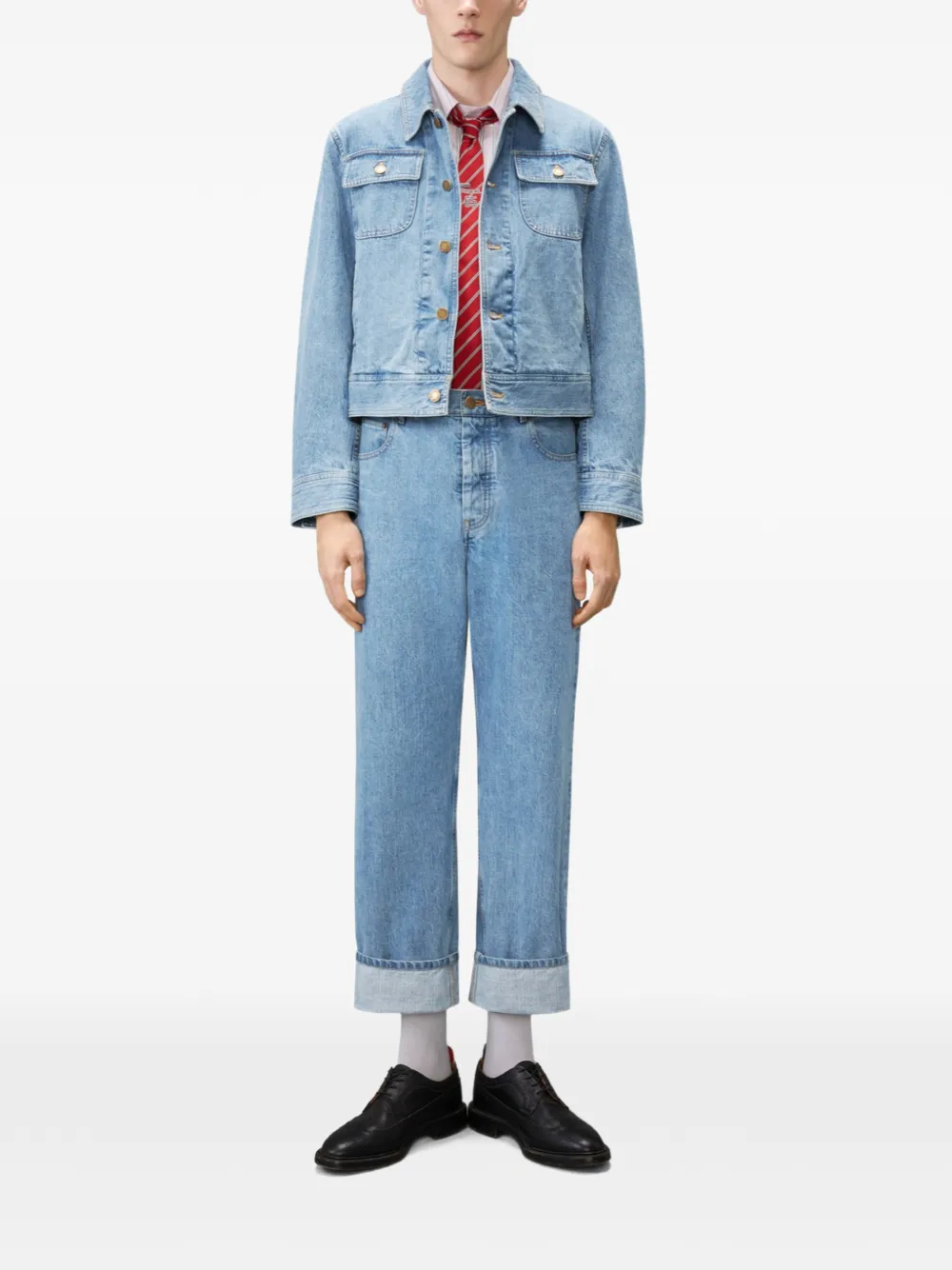 Thom Browne Selvedge denim cargo jack Blauw