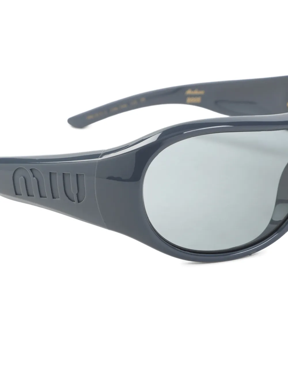 Miu Eyewear Zonnebril met logo-reliëf Grijs