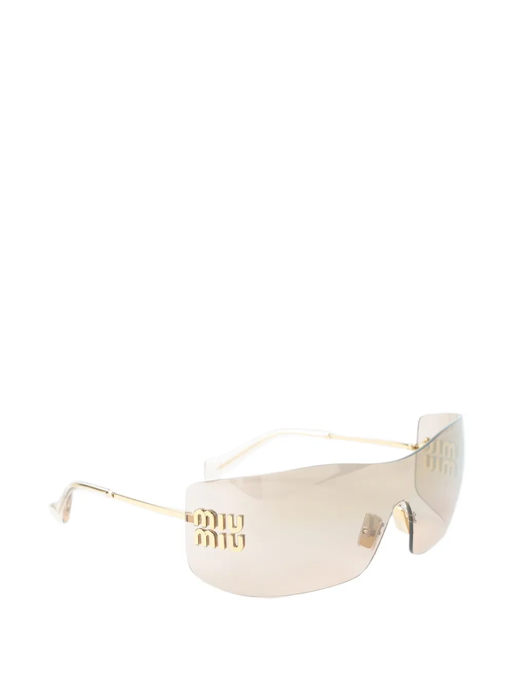 Miu Eyewear Zonnebril met logoplakkaat Goud