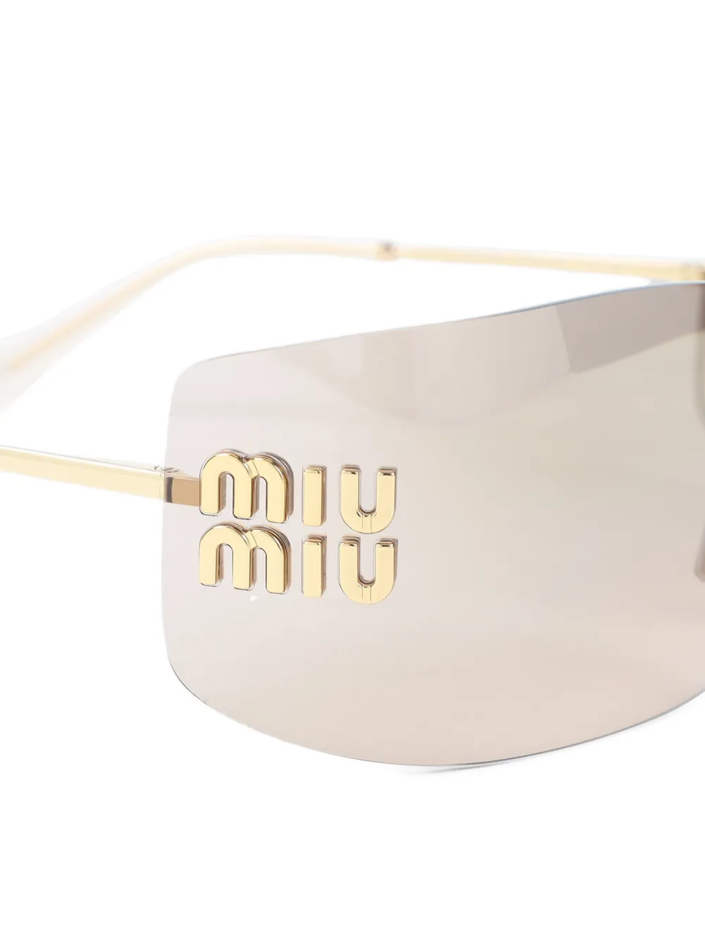 Miu Eyewear Zonnebril met logoplakkaat Goud