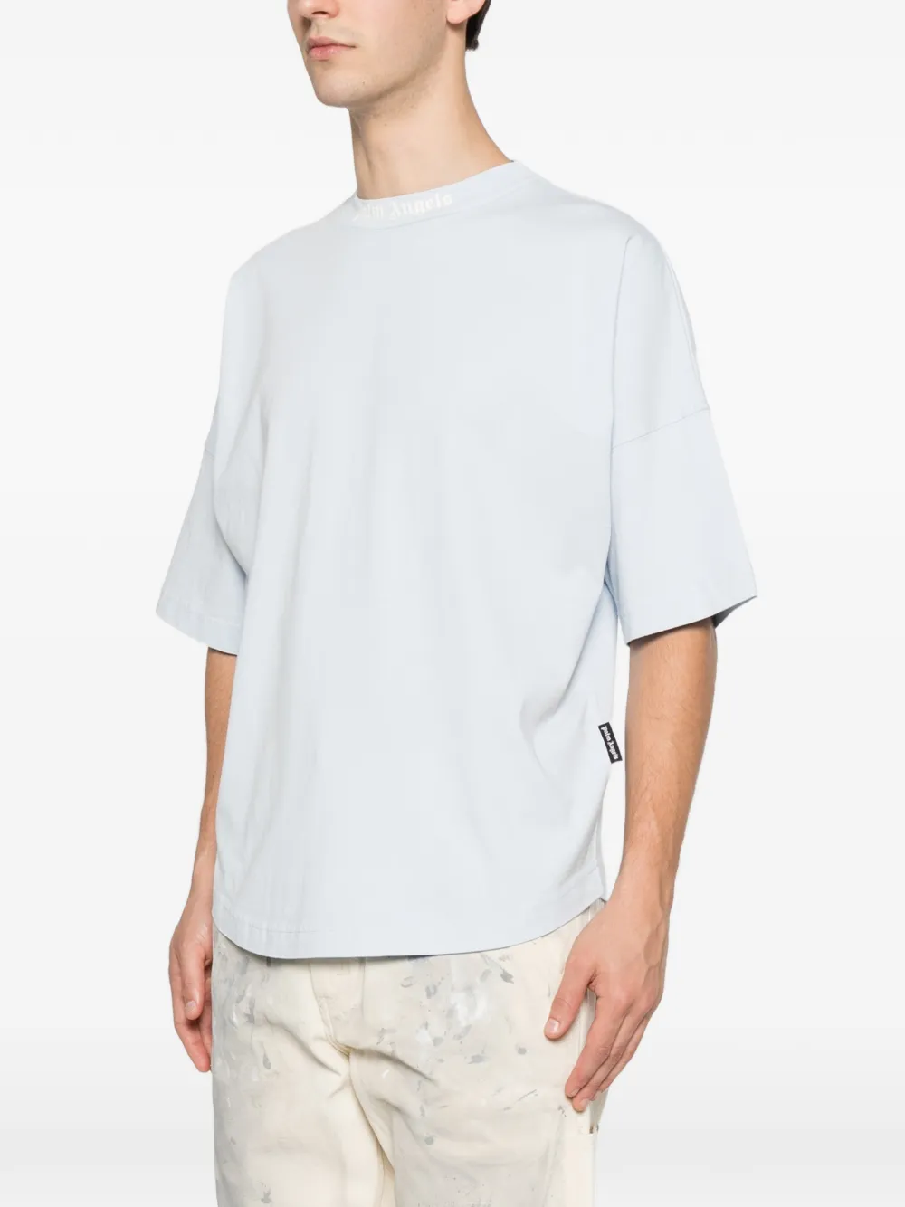 Palm Angels T-shirt met logoprint Blauw