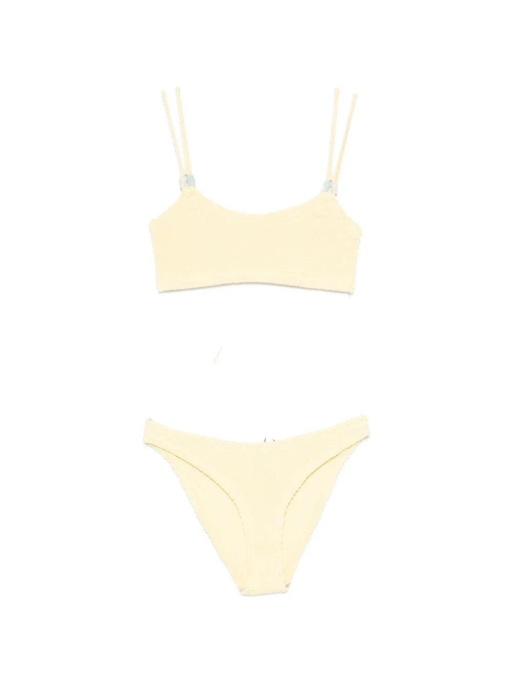 Hunza G bead-embellished seersucker bikini - Giallo