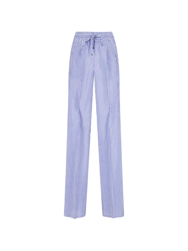 Kiton Striped Wide-leg Trousers in Blue