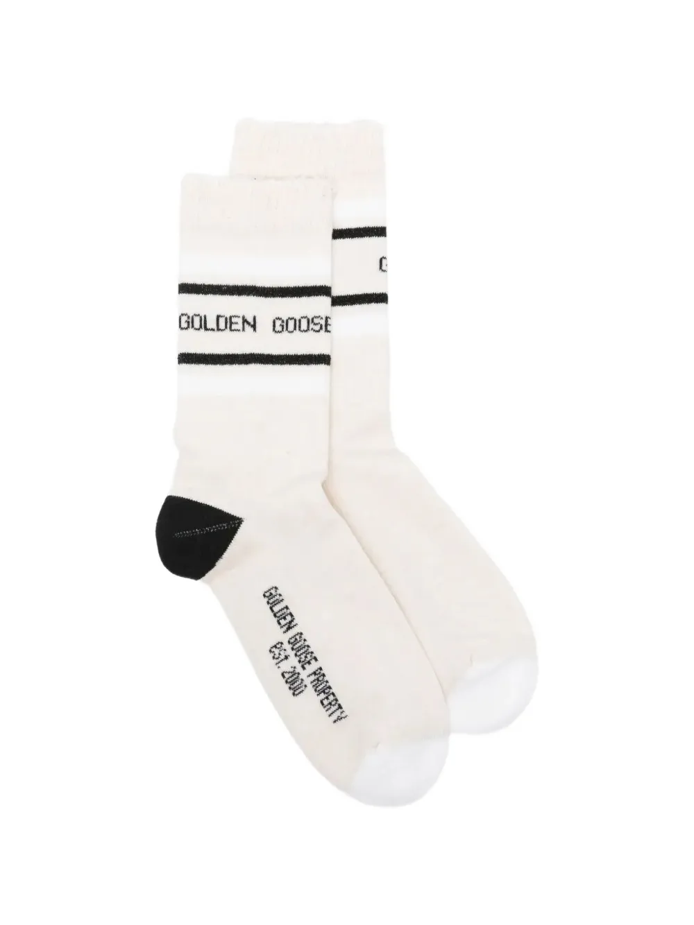 Golden Goose striped intarsia-logo socks - Toni neutri