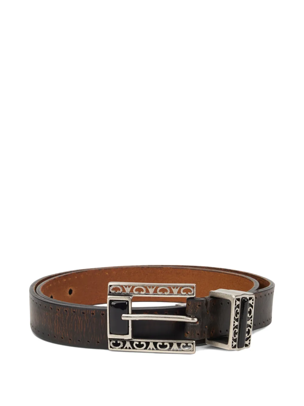 Golden Goose decorated-buckle leather belt - Braun