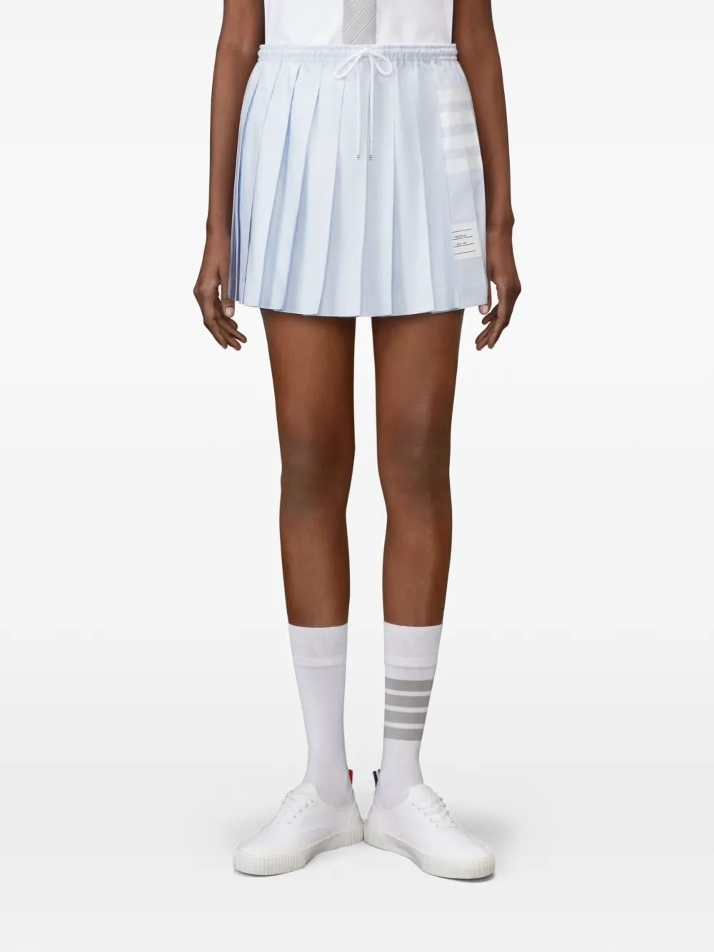 Thom Browne Mini-plooirok met trekkoord en vier strepen Blauw
