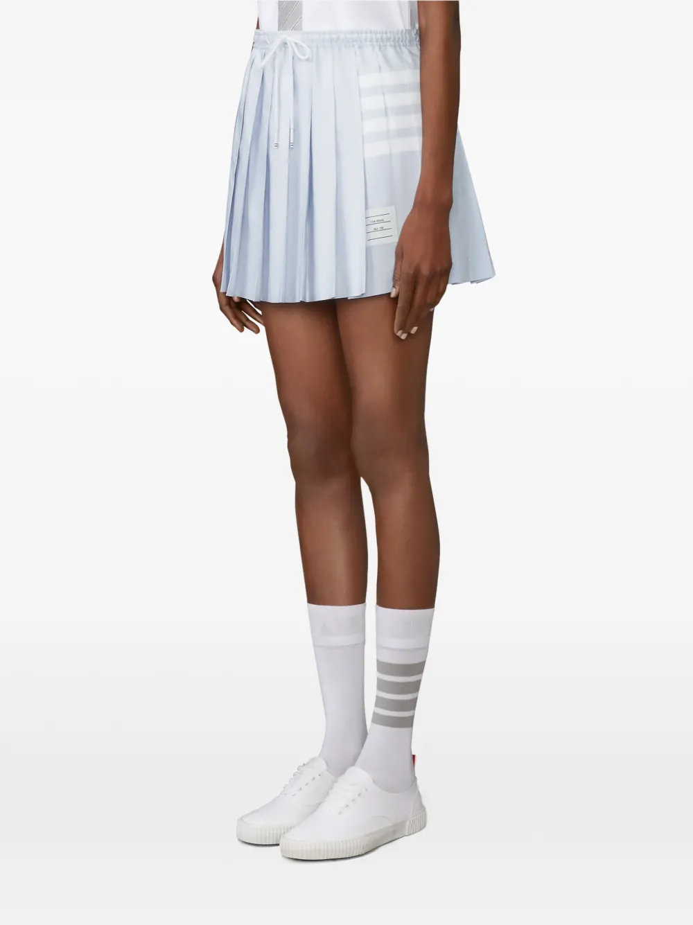 Thom Browne Mini-plooirok met trekkoord en vier strepen Blauw