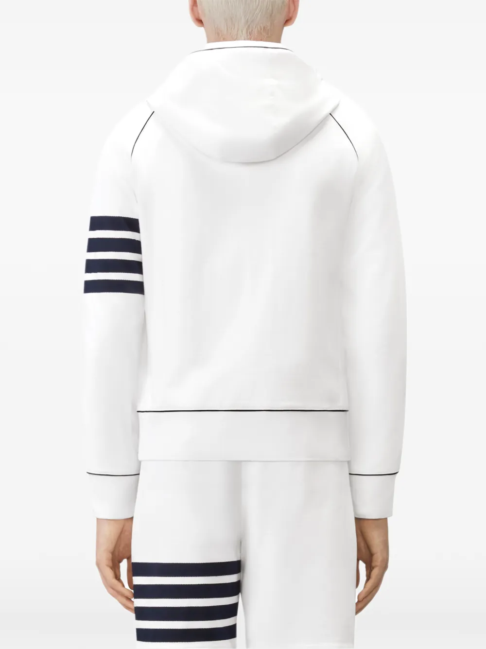 Thom Browne Loopback hoodie met streepdetail Wit