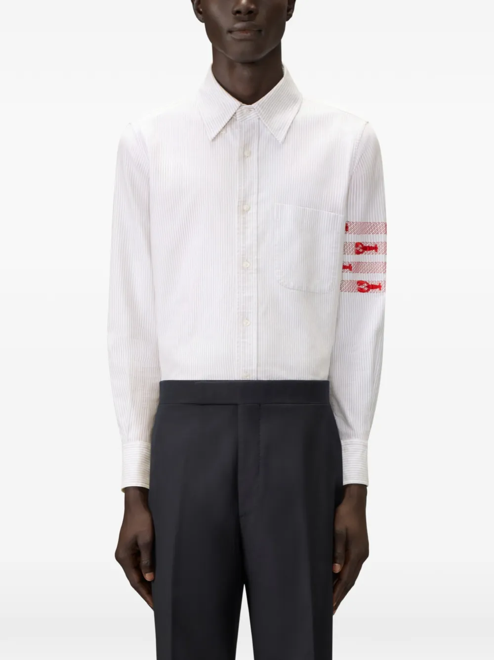 Thom Browne 6-Bar Oxford overhemd met streep Grijs