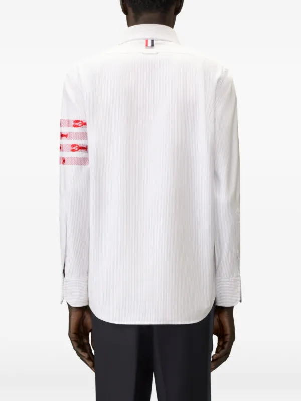Thom Browne University Stripe 4-Bar Lobster Oxford Shirt | Grey