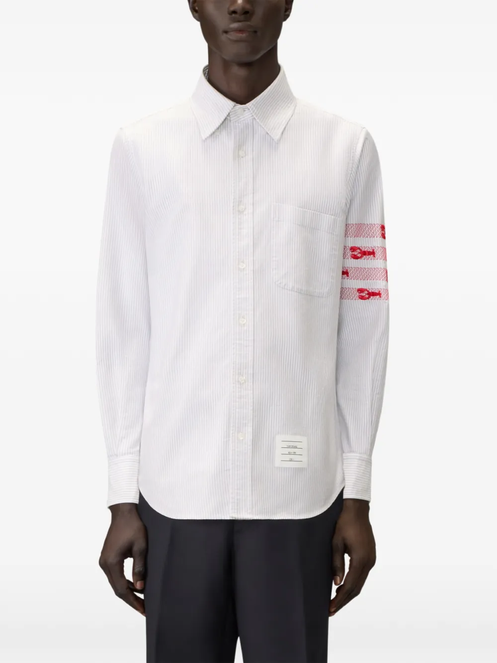 Thom Browne 6-Bar Oxford overhemd met streep Grijs