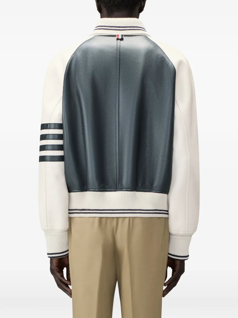 Thom Browne 4-Bar oversized leren jack Blauw