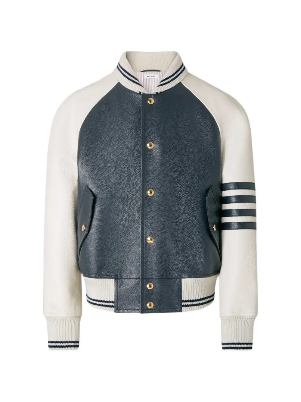 Thom Browne raglan-sleeve leather jacket - Blau