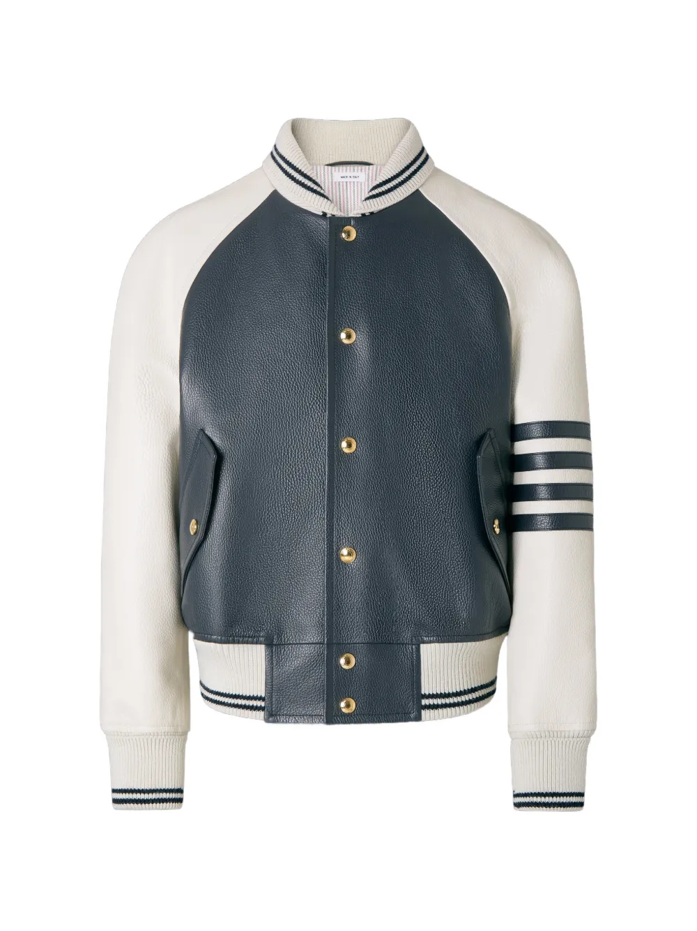 Thom Browne raglan-sleeve leather jacket - Blu