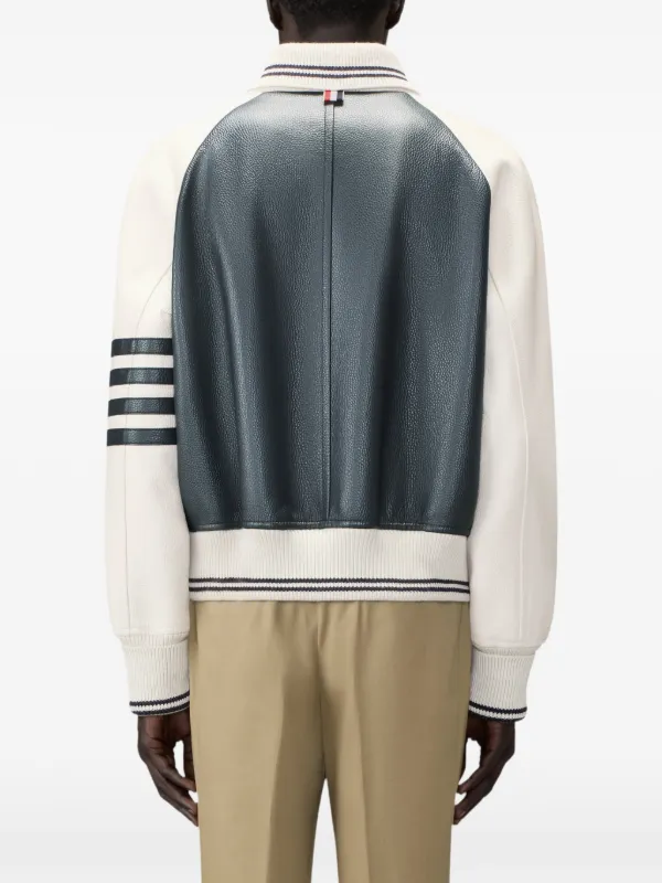 Thom Browne 4BAR オーバーサイズ レザーブルゾンジャケット | ブルー