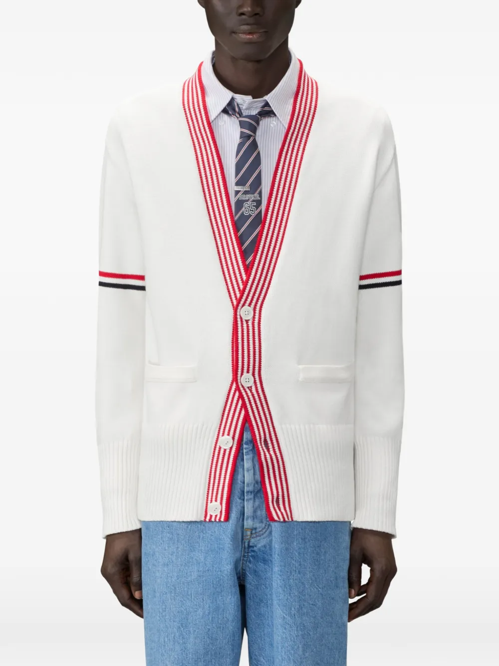 Thom Browne Vest met RWB-streep en kreeft intarsia Wit