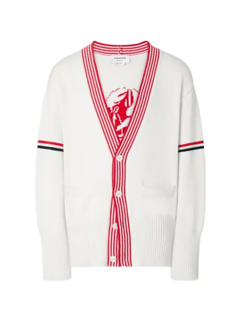 Thom Browne lobster-intarsia RWB-stripe cardigan