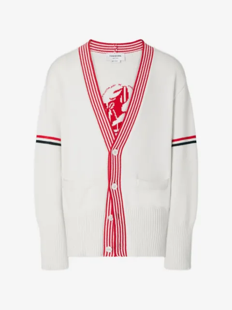Thom Browne lobster-intarsia RWB-stripe cardigan