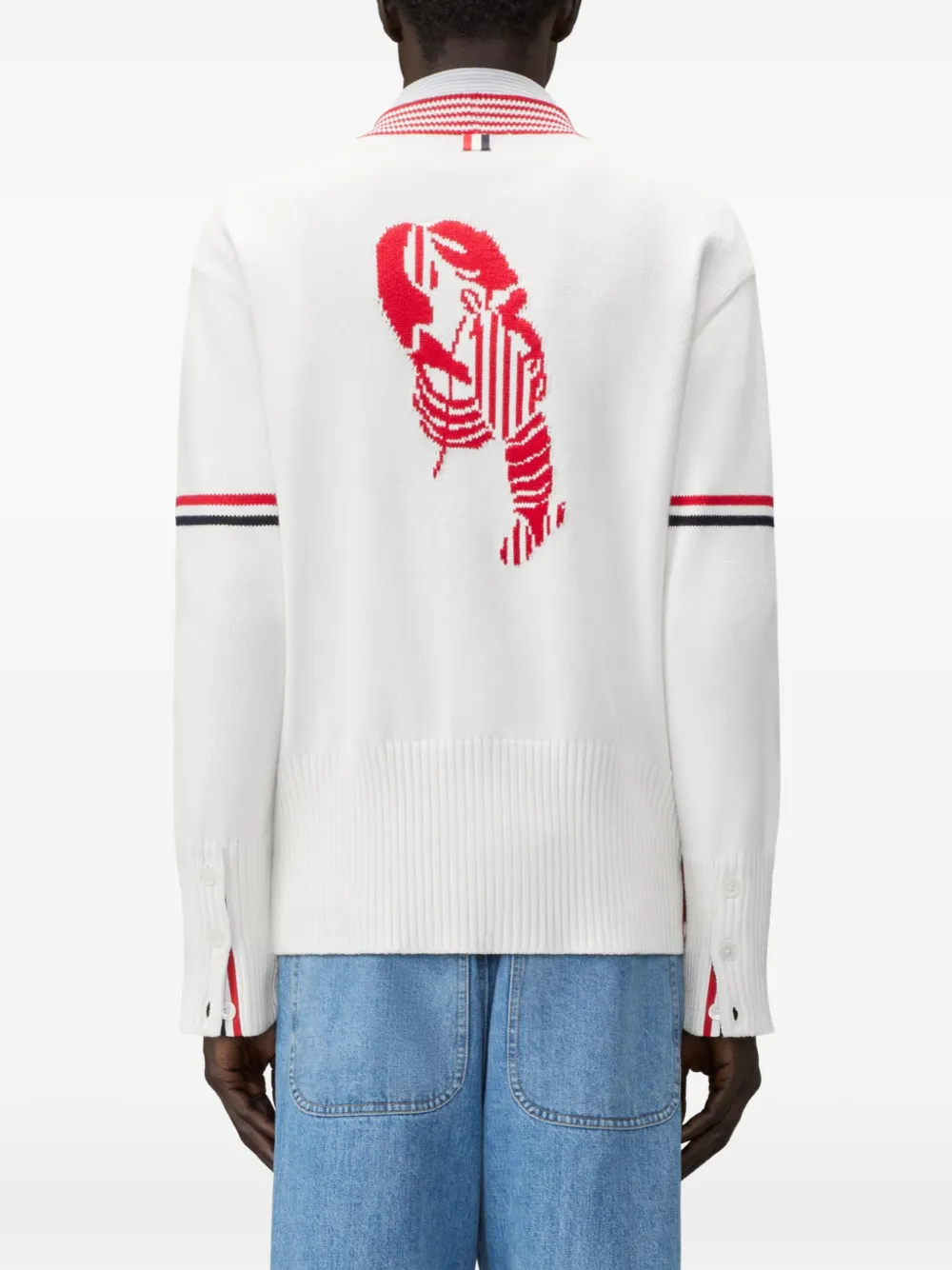 Thom Browne Vest met RWB-streep en kreeft intarsia Wit