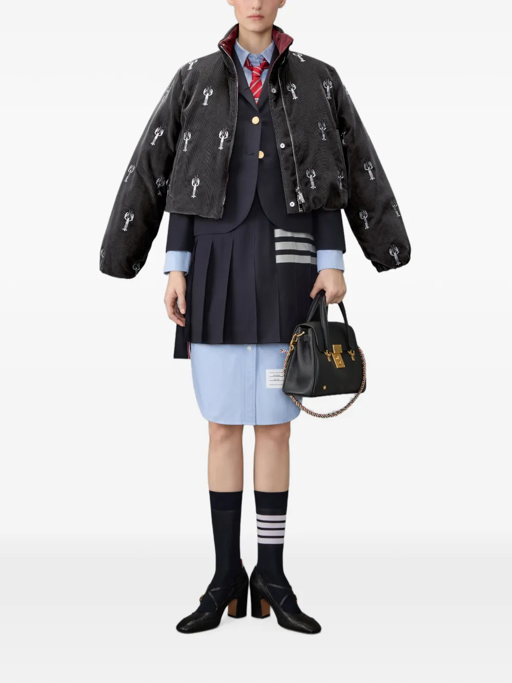 Thom Browne Lobster-stitch Reversible Jacket in Grey, view 2