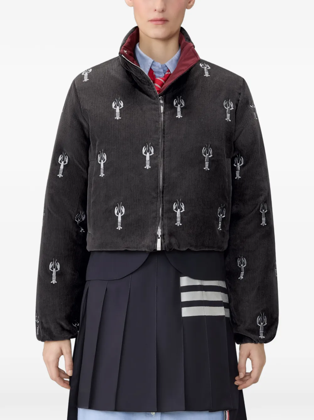 Thom Browne Lobster-stitch Reversible Jacket in Grey, view 3