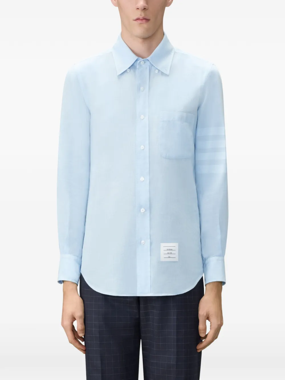 Thom Browne Linnen overhemd met vier strepen Blauw
