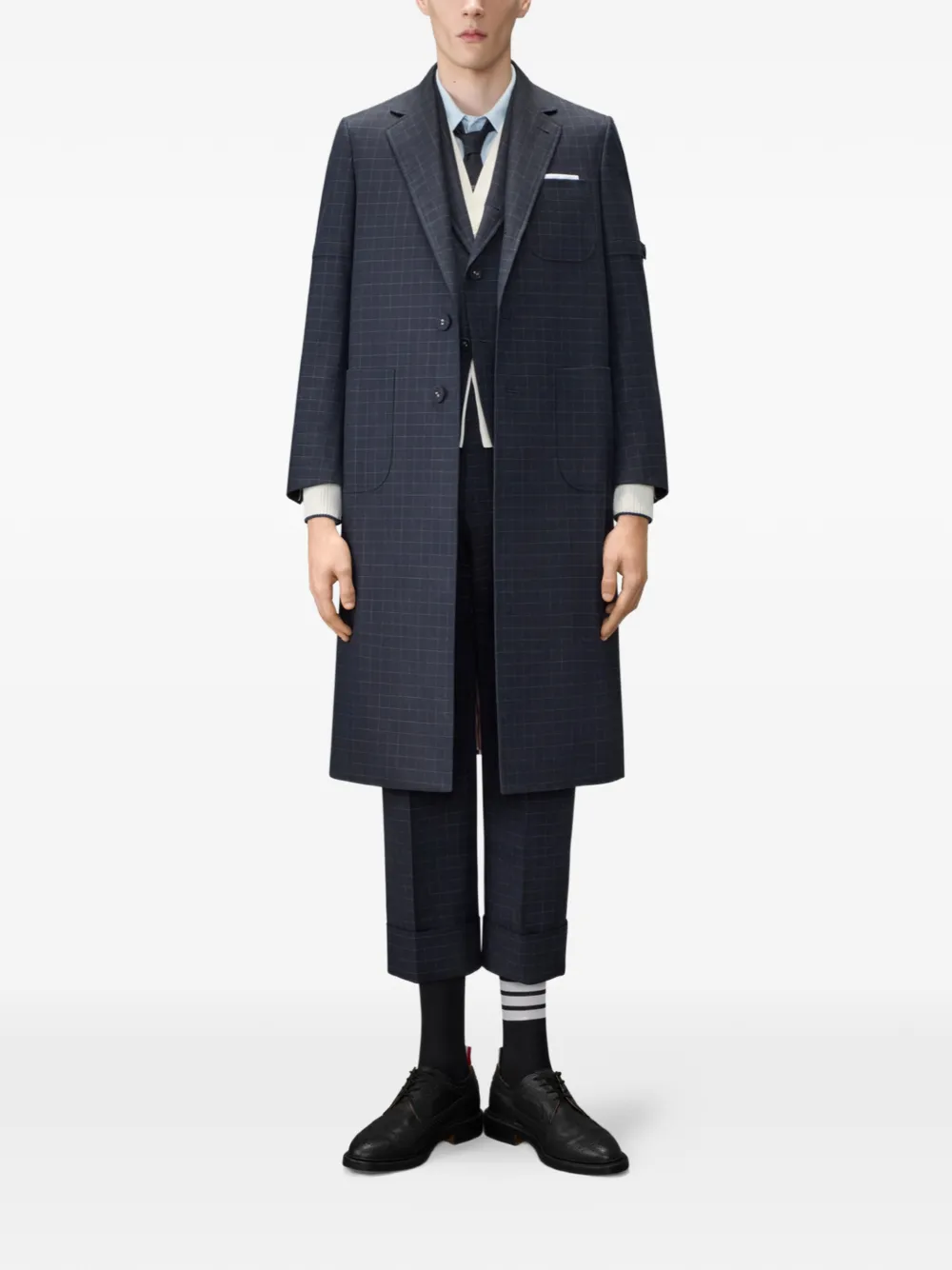 Thom Browne Linnen overhemd met vier strepen Blauw