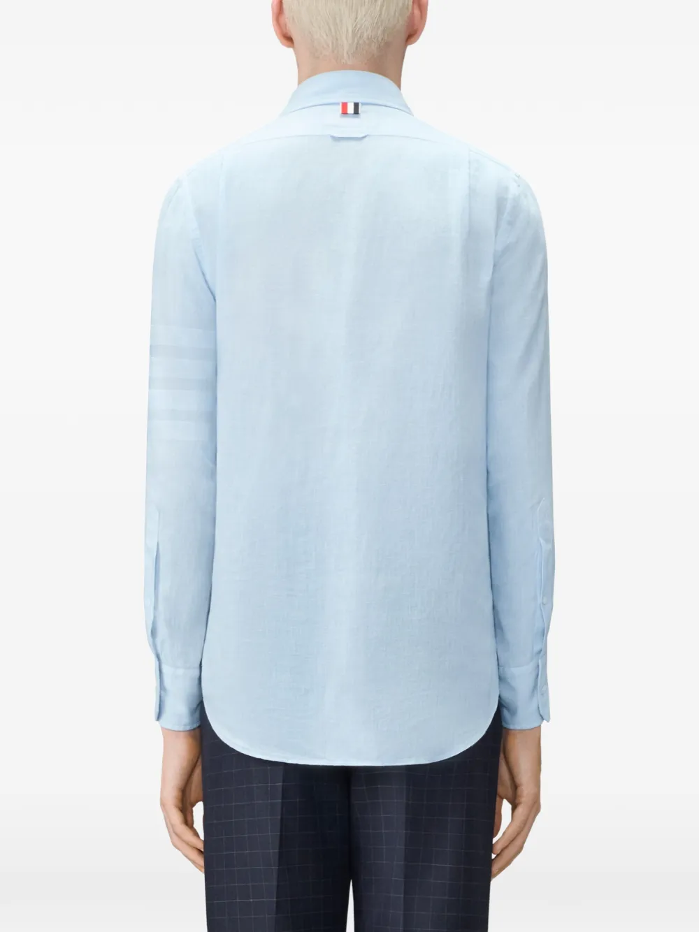 Thom Browne Linnen overhemd met vier strepen Blauw