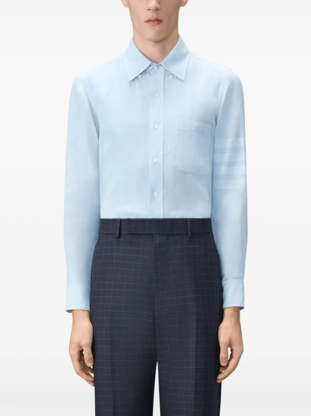 Thom Browne Linnen overhemd met vier strepen Blauw