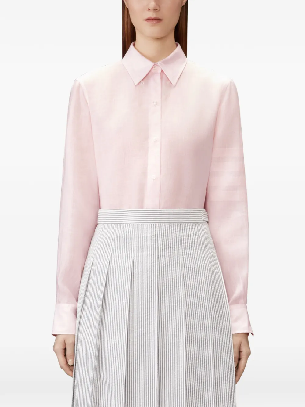Thom Browne Linnen blouse met 4-Bar strepen Roze