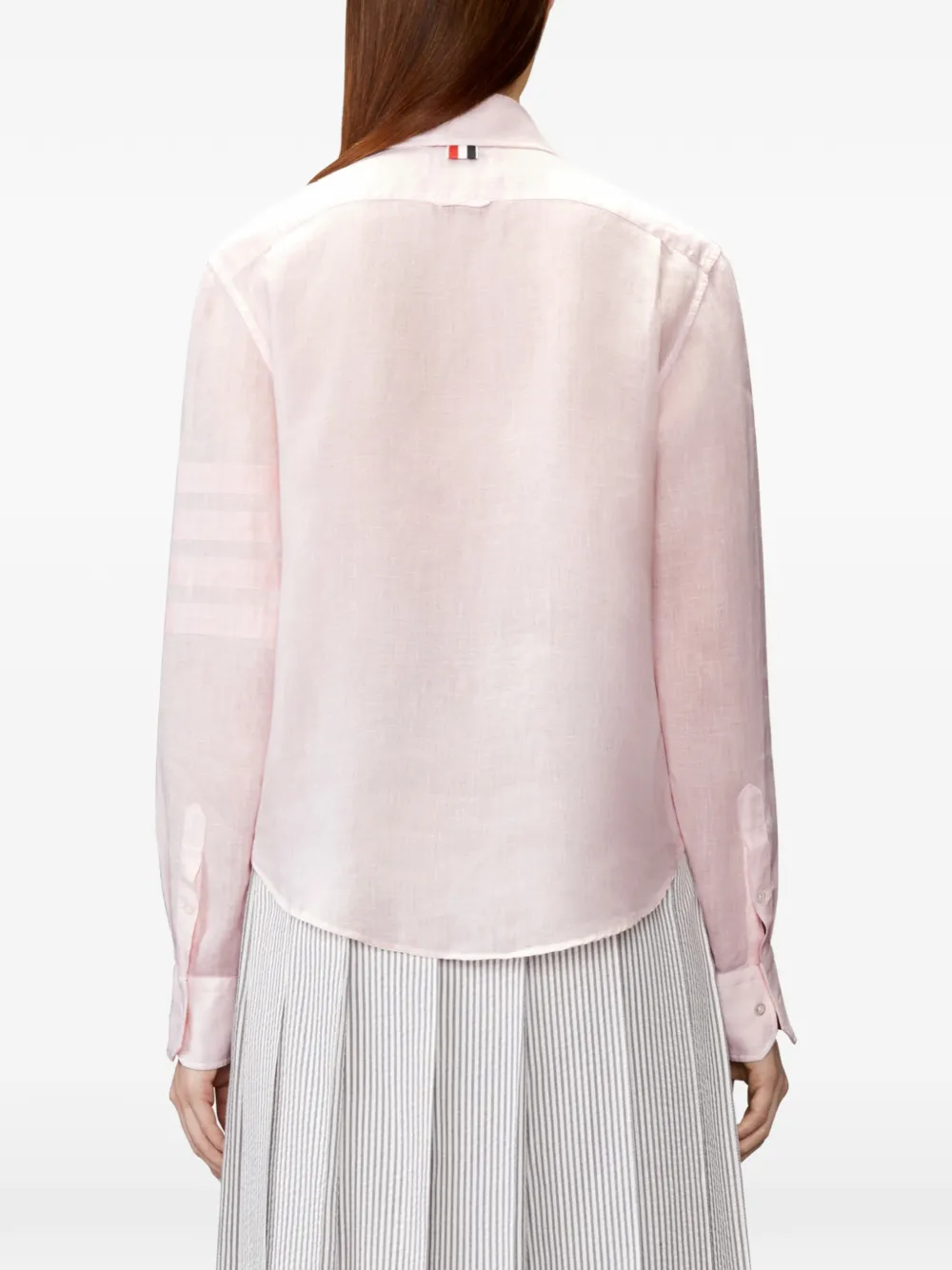 Thom Browne Linnen blouse met 4-Bar strepen Roze