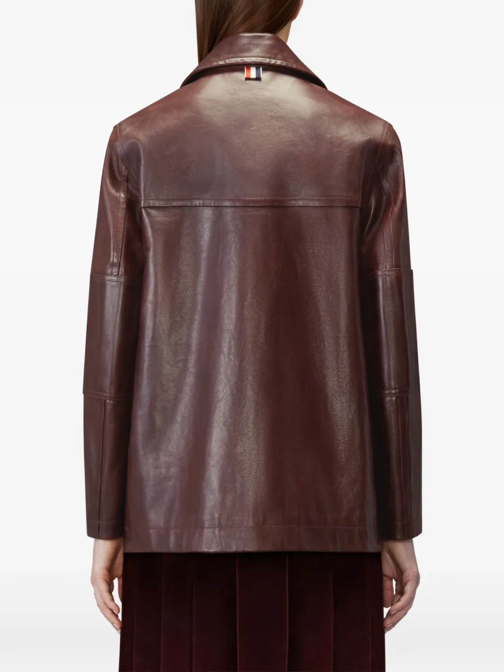 Thom Browne Dockside leren jas Rood