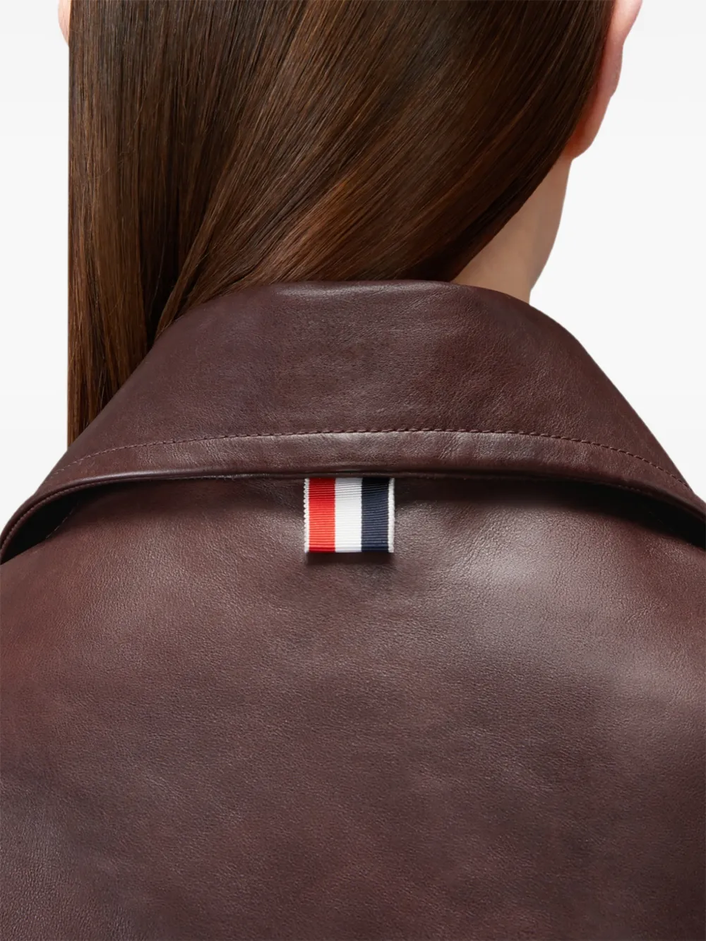 Thom Browne Dockside leren jas Rood