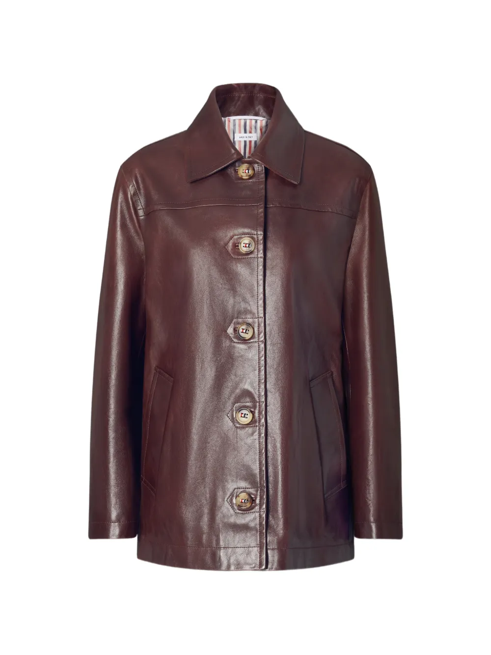 Thom Browne Dockside leather coat - Rot