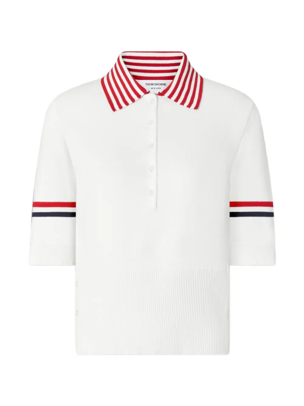 Thom Browne stripe-detail polo shirt - White