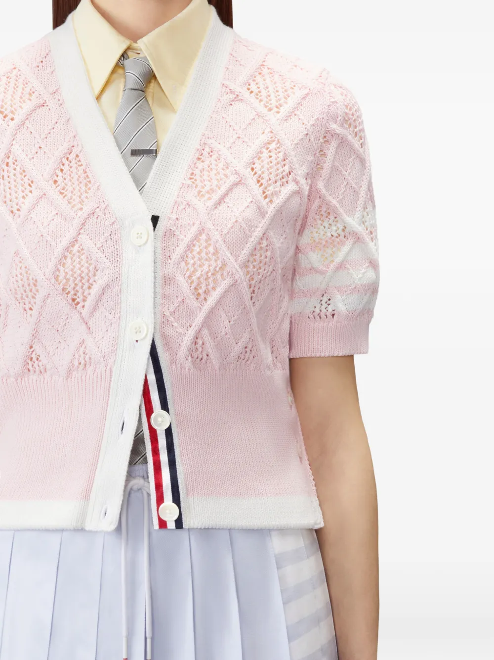 Thom Browne Argyle gebreid vest met korte mouwen Roze