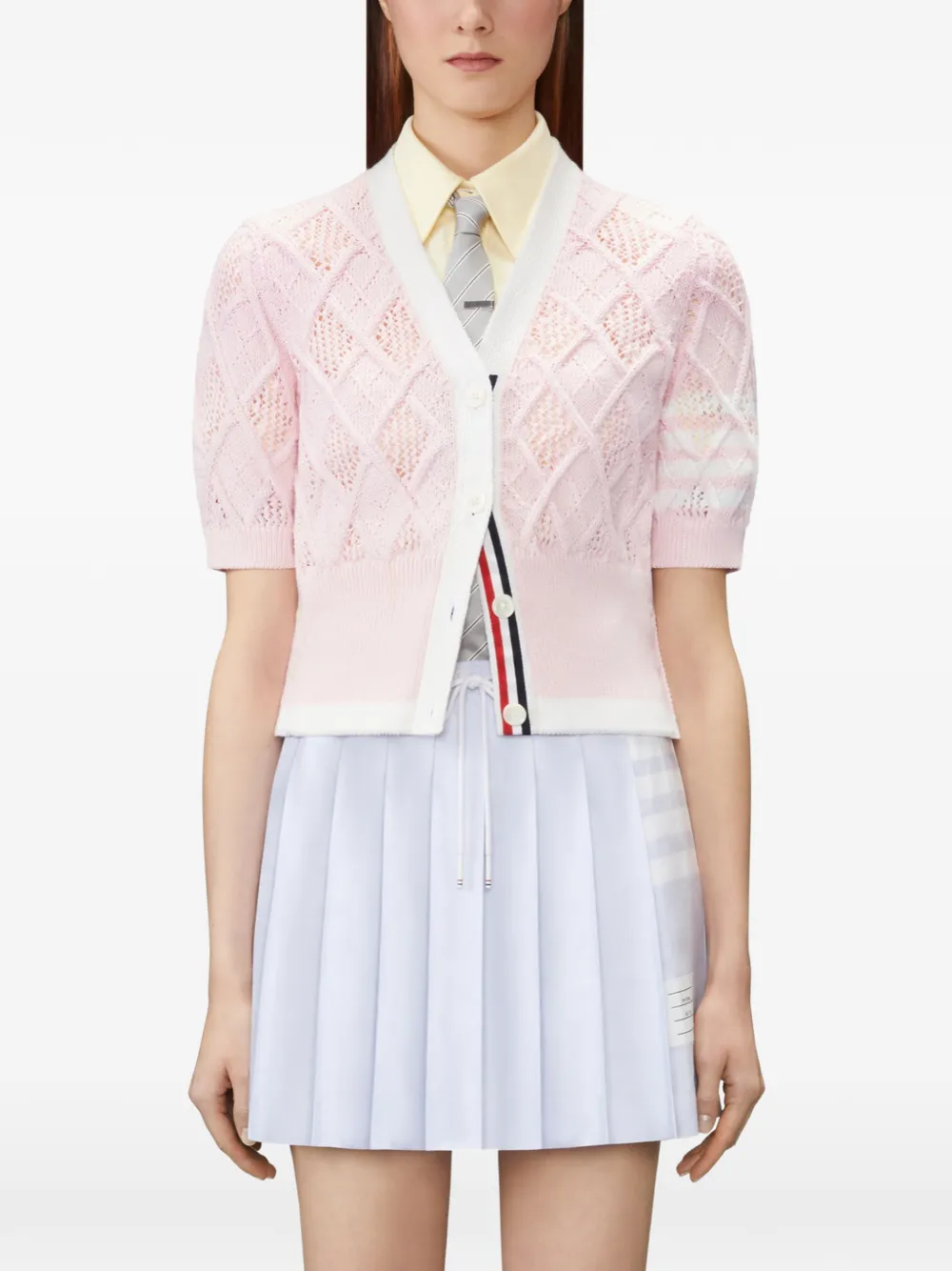 Thom Browne Argyle gebreid vest met korte mouwen Roze