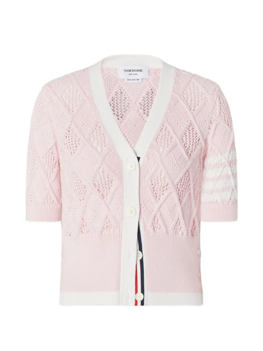 Thom Browne Argyle-knit short-sleeves cardigan - Rosa