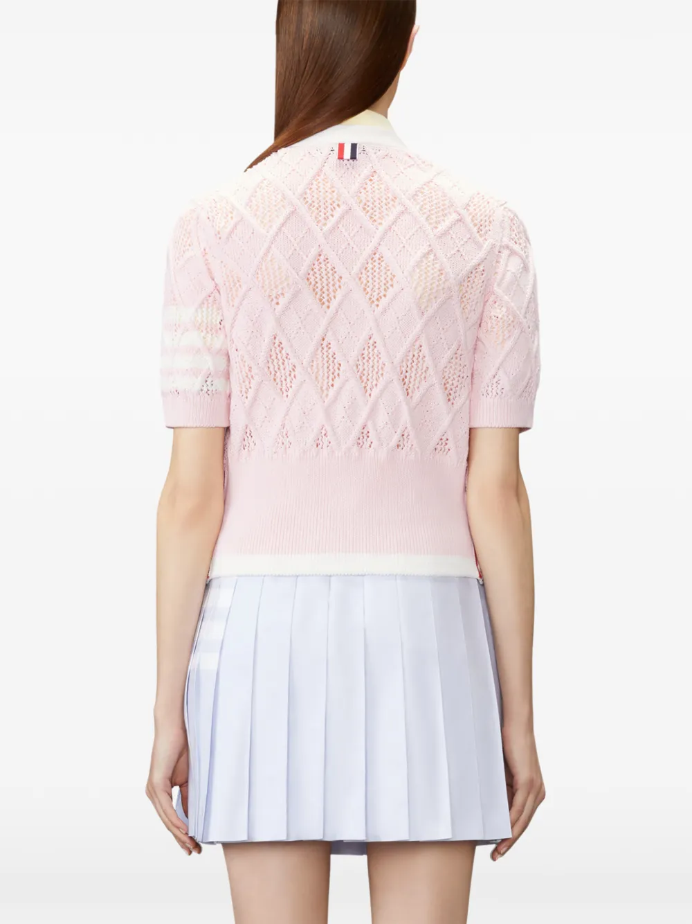 Thom Browne Argyle gebreid vest met korte mouwen Roze