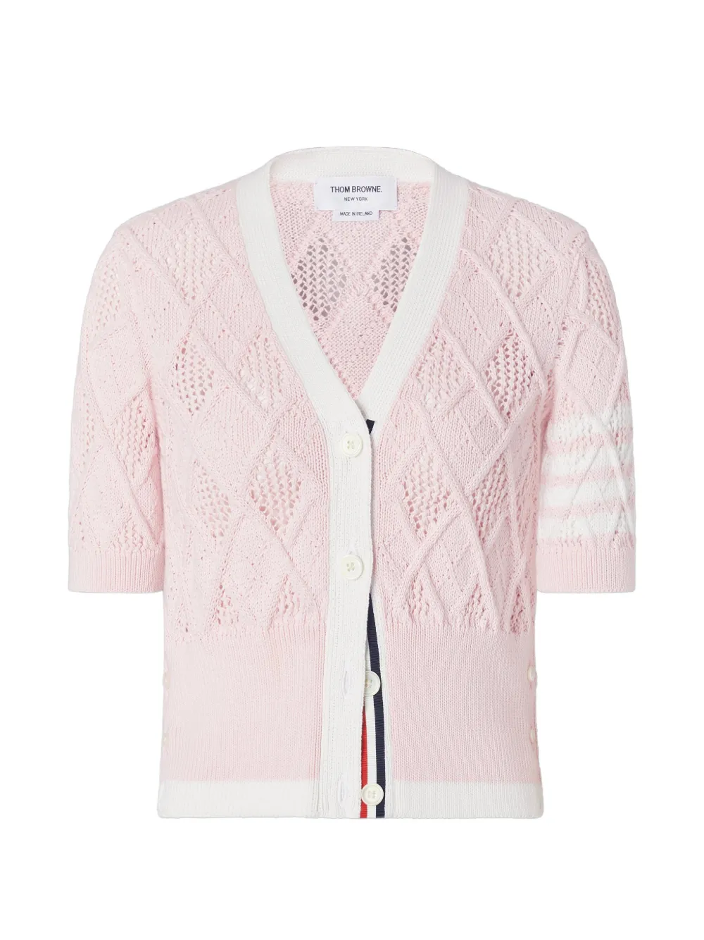 Thom Browne Argyle gebreid vest met korte mouwen Roze