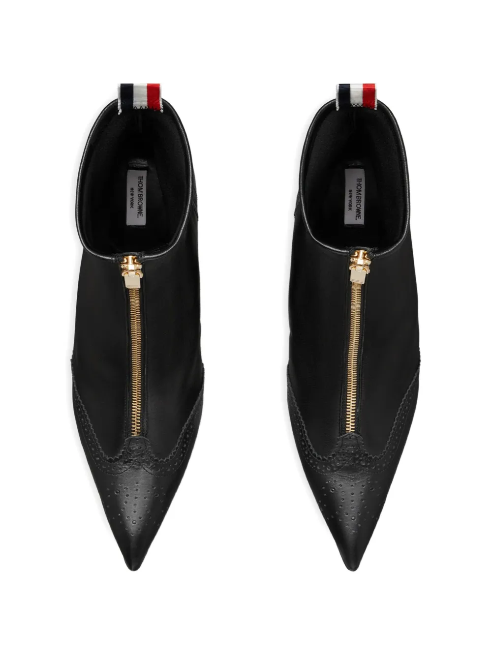 Thom Browne Wingtip leren enkellaarzen Zwart