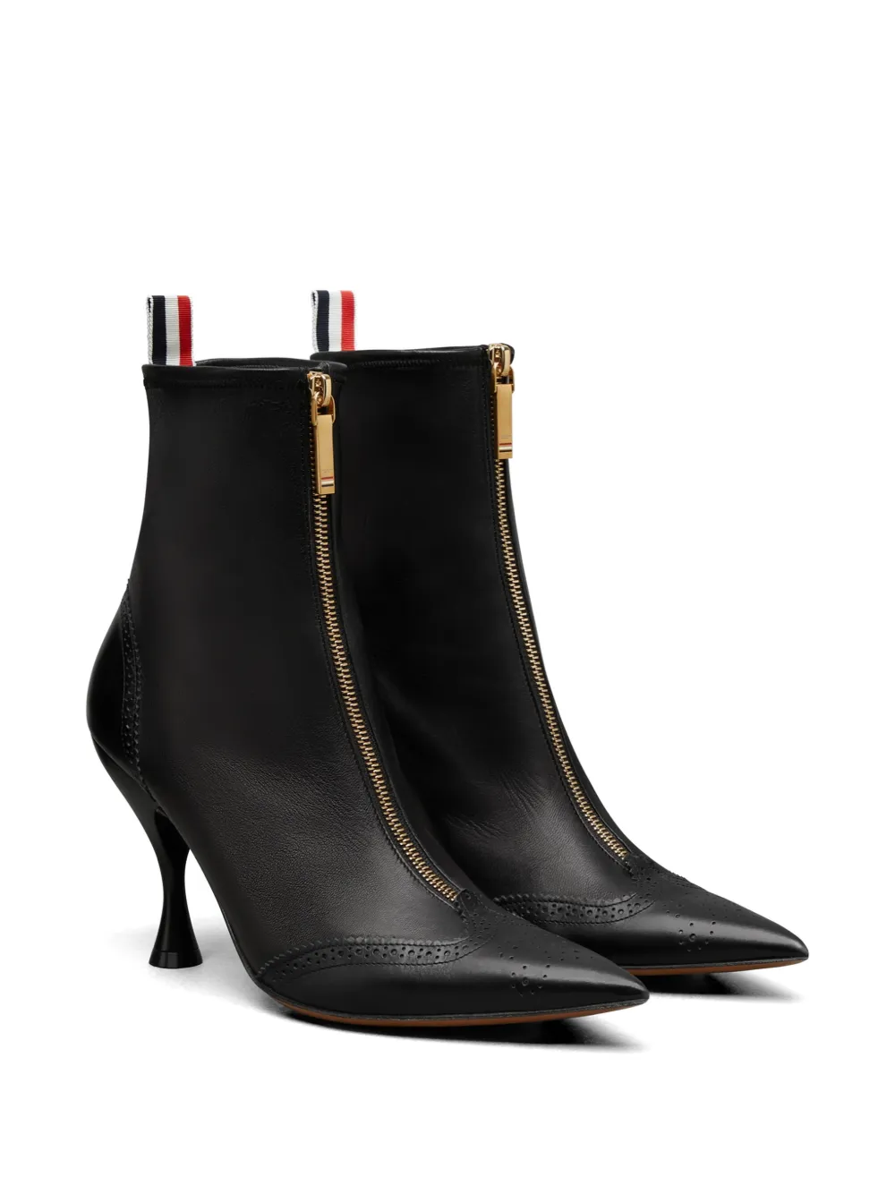 Thom Browne Wingtip leren enkellaarzen Zwart