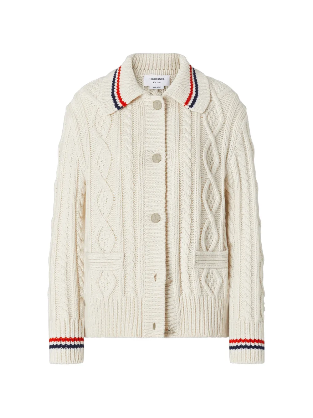 Thom Browne Aran kabelgebreide trui Wit